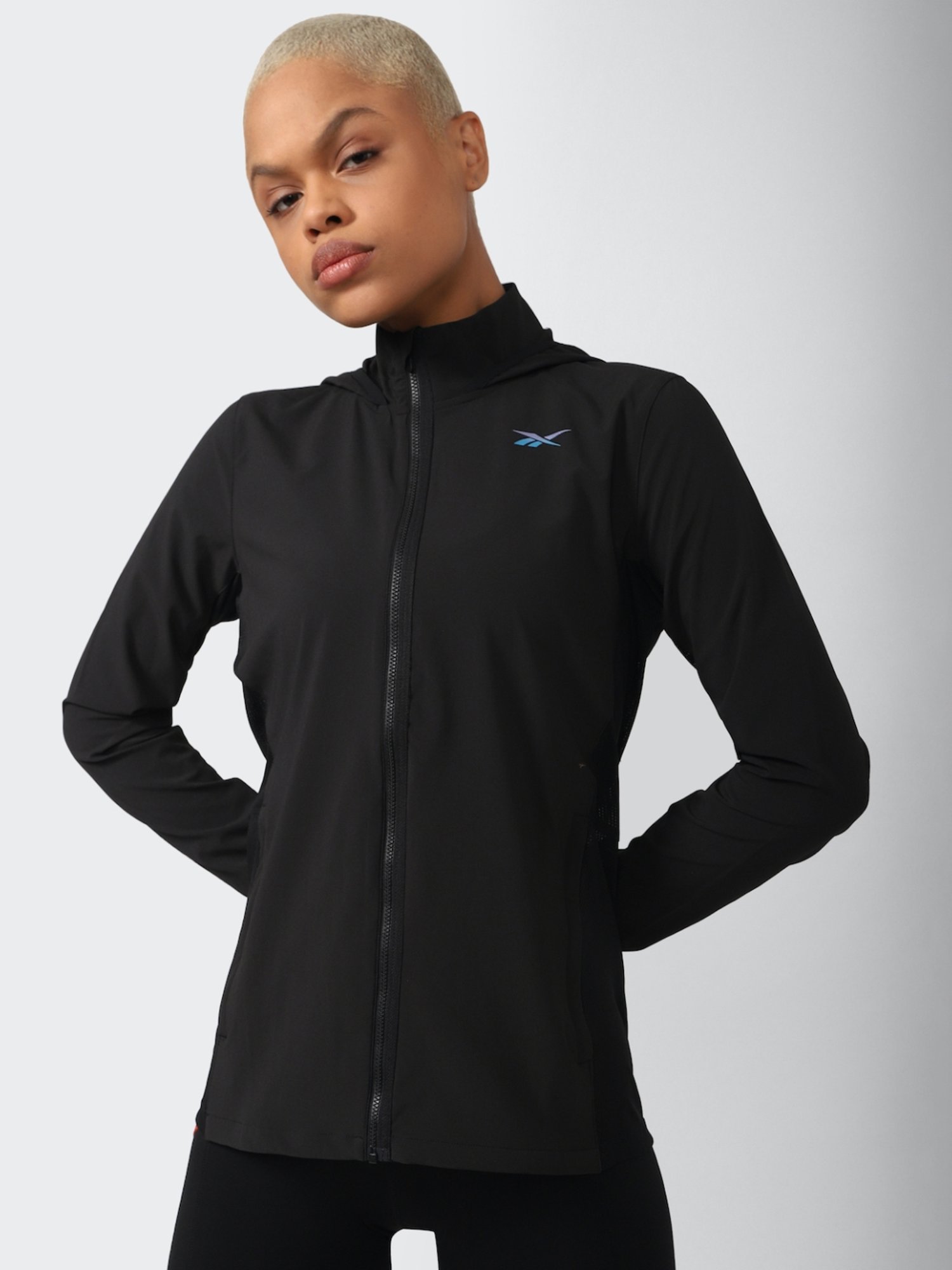 Reebok Coal Black Regular Fit Sports Jacket