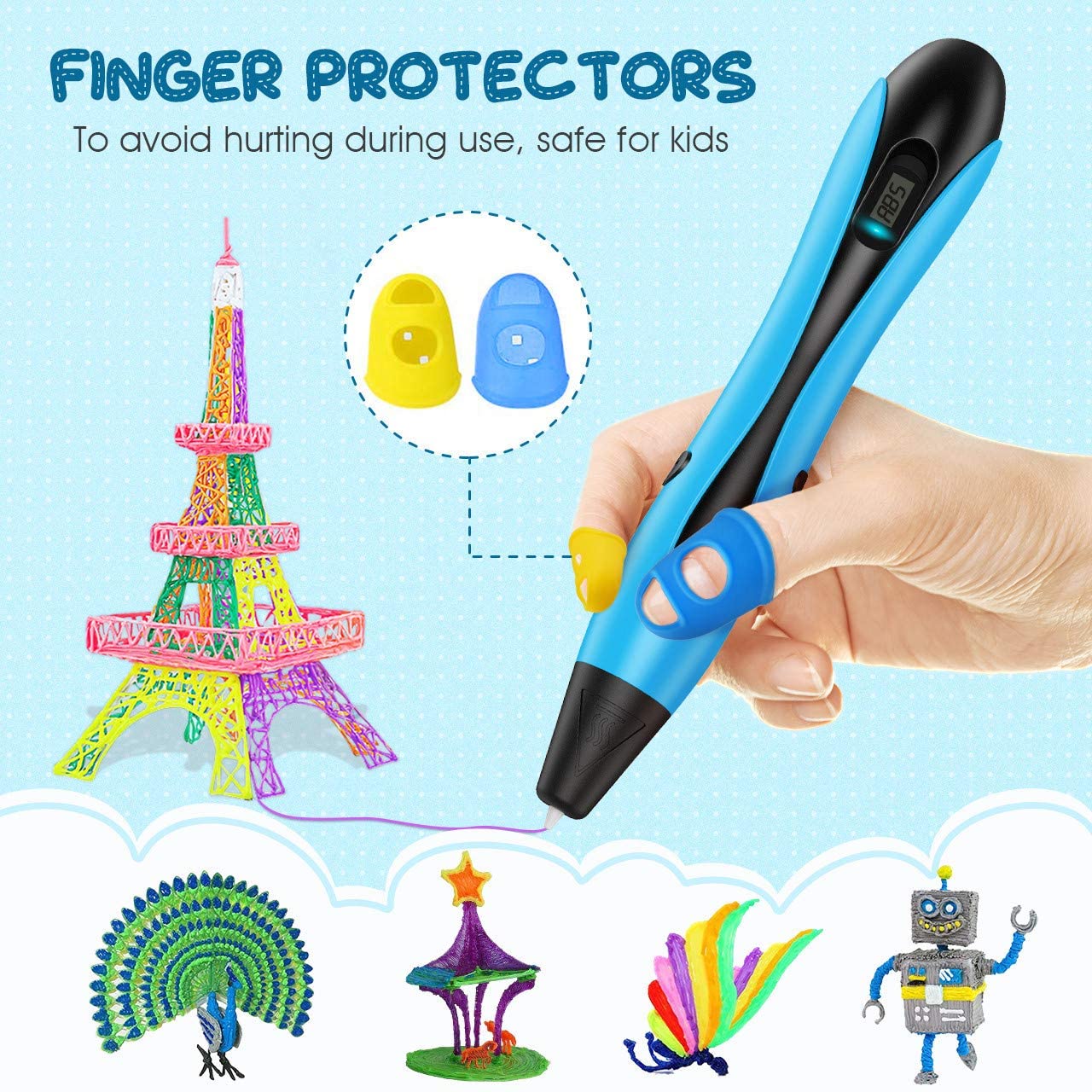 Girls Toys Age 8 9 10 11 12 Year Old Girl Gifts,3D Printing Pen 3D Pen Filament for Kids Adults Arts and Crafts for Kids Age 8 Gifts for 8 9 10 11 12 Year Olds Easter Gifts for Children Blue