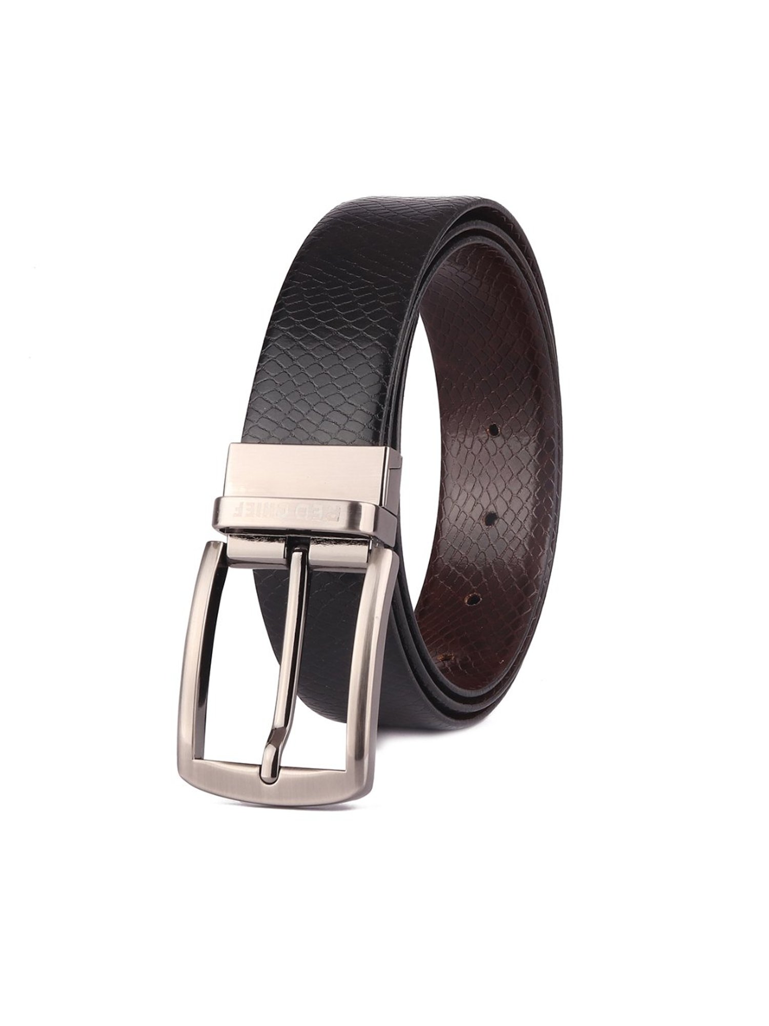 Red Chief Black & Brown Animal Effect Leather Reversible Formal Belt For Men