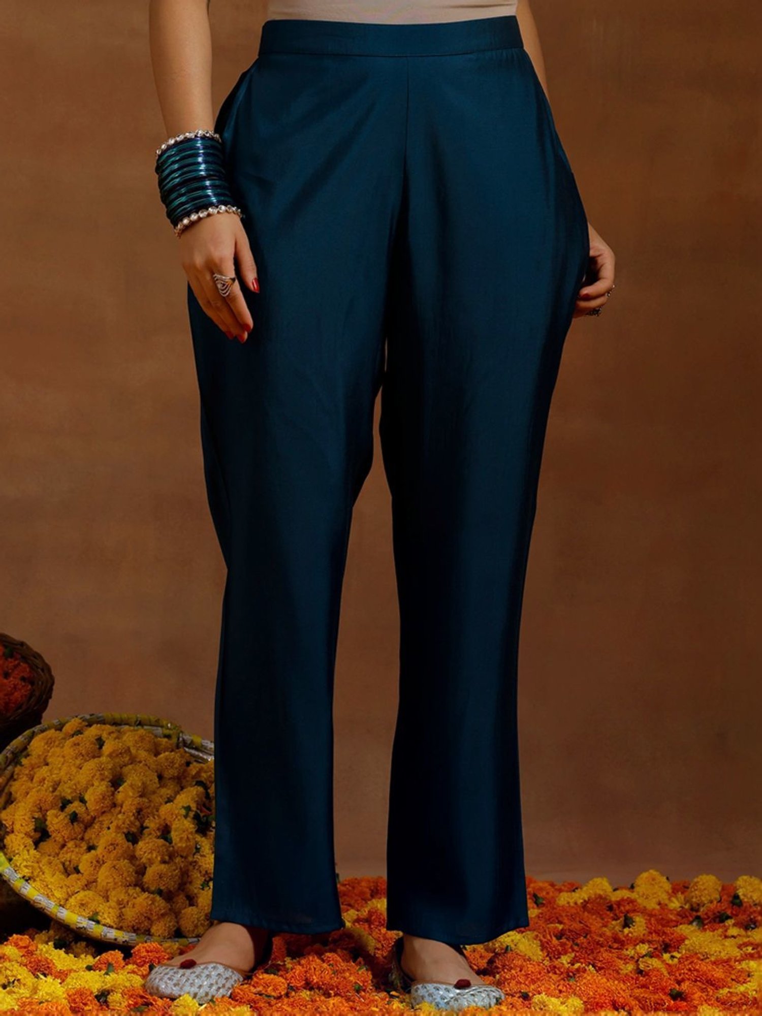 Libas Blue Embroidered Kurta Pant Set