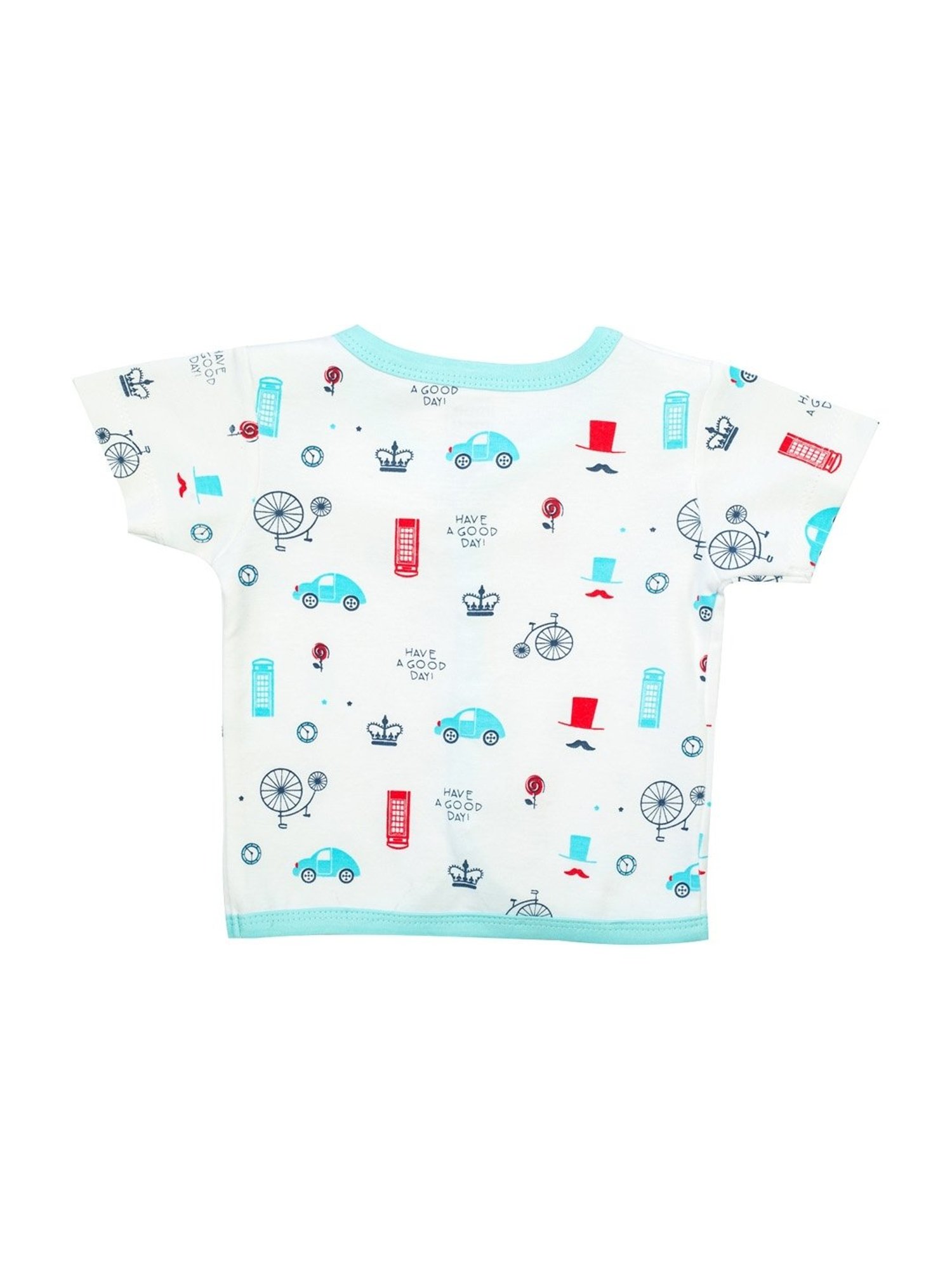 Mee Mee Kids Blue & White Cotton Printed Jabla (Pack of 2)