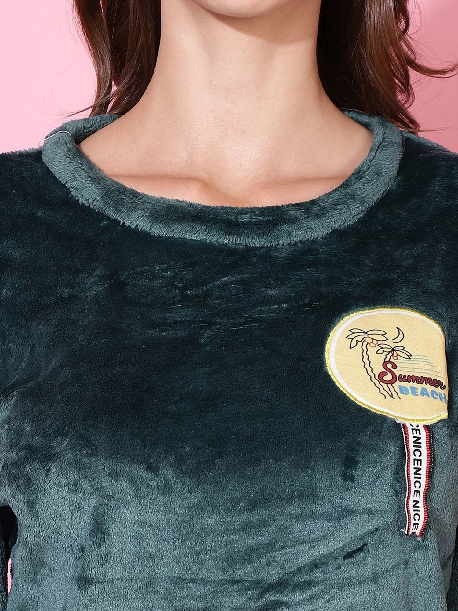 TAG 7 Green Printed T-Shirt Pyjama Set