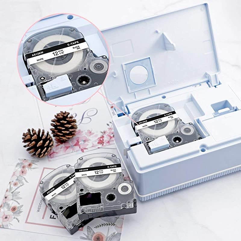 Compatible Label Tape Replacement for Epson LK4WBN SS12KW Label Tape Cartridges 12 Standard LK LC Black on White Tape for Epson LabelWorks LW400 LW300 LW600P Label Printer3Pack