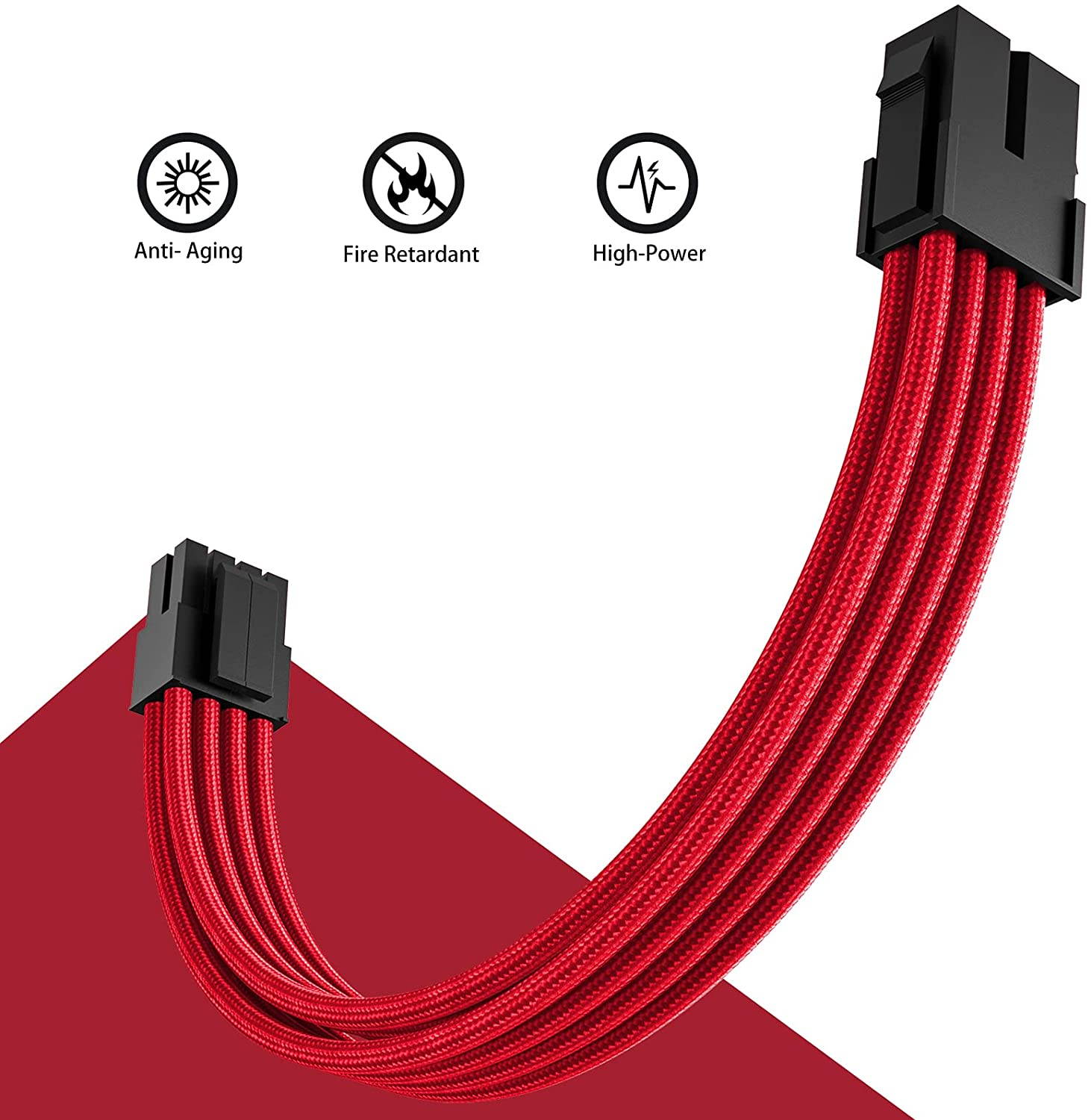 Power Supply Sleeved Cable, Extension PC Kit, 18AWG 24Pin ATX / 8 (4+4) Pin EPS / 8 (6+2) Pin PCI-E Power Supply PSU Cable with Combs, 30CM