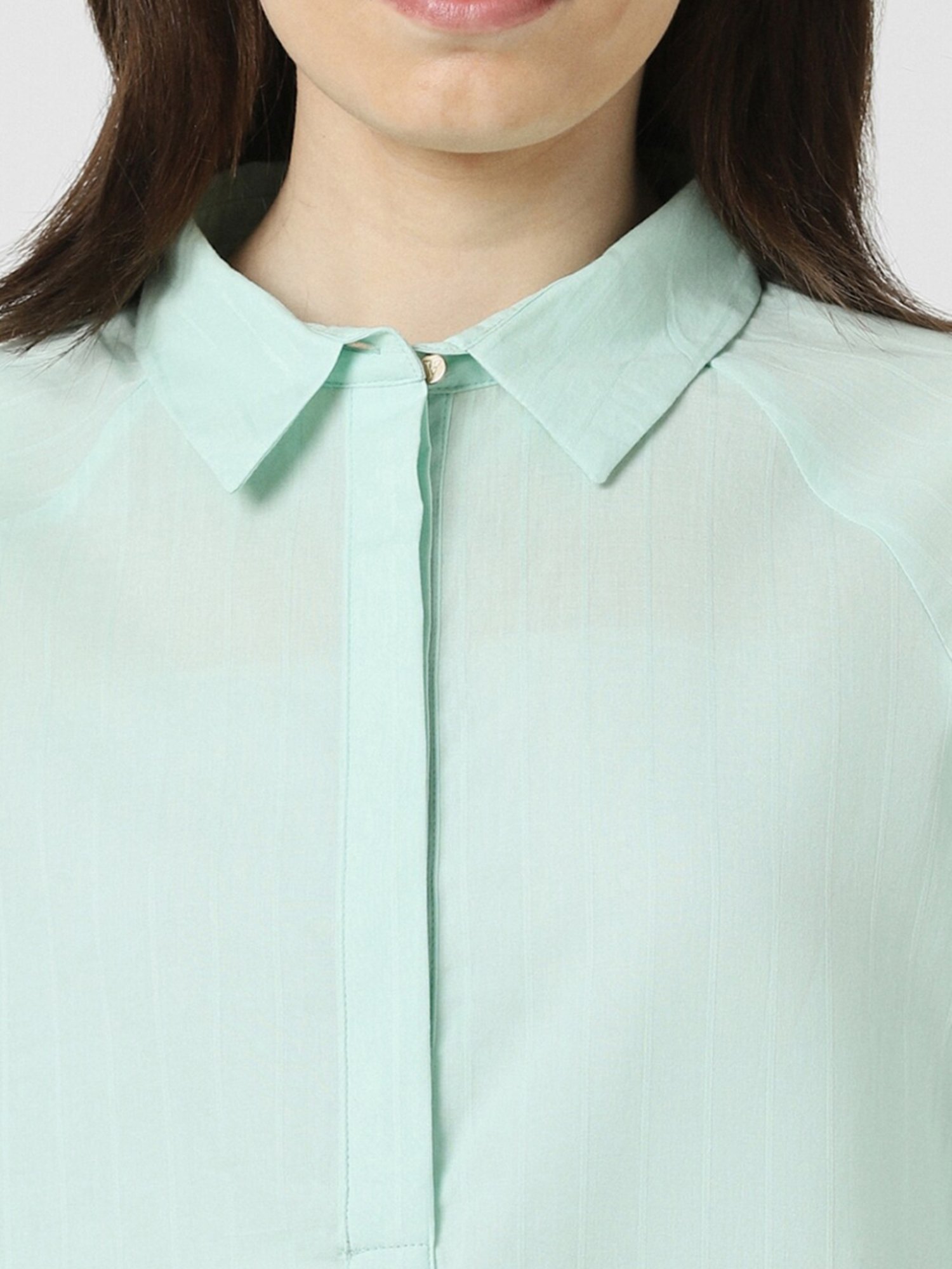 Van Heusen Green Cotton Striped Top