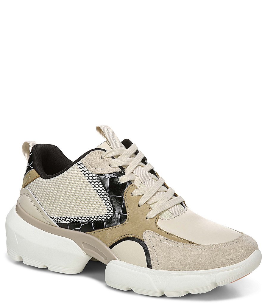 Vionic Aris Crocodile Leather Chunky Lace-Up Sneakers