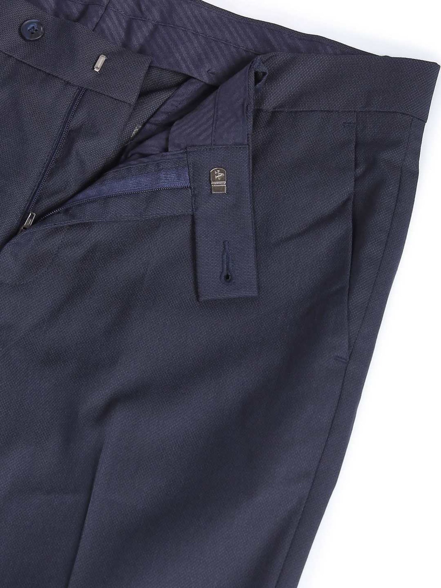 Arrow Navy Regular Fit Self Pattern Trousers