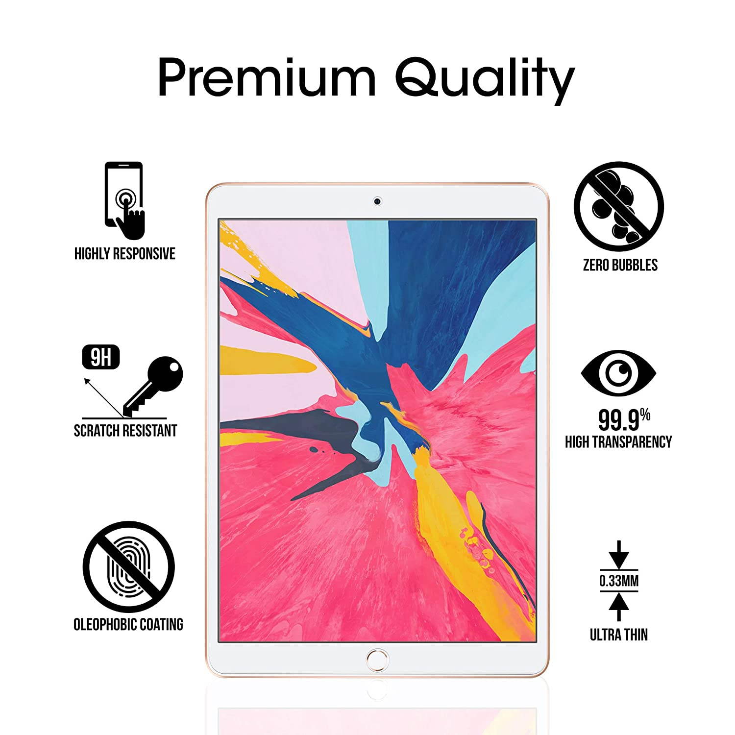 amFilm Glass Screen Protector for iPad Air 3 (2 Pack) (2019) 10.5 inch, iPad Pro 10.5 (2017) (2 Pack) Tempered Glass, Apple Pencil Compatible