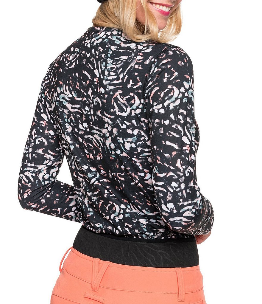 Roxy Daybreak Technical Base Layer True Black Print Snow Ski Top