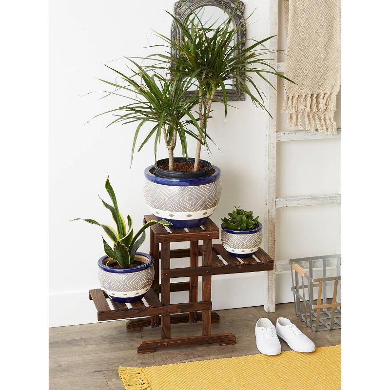 13.6" Indoor/Outdoor Ceramic Planter Trio Cobalt - Zings & Thingz