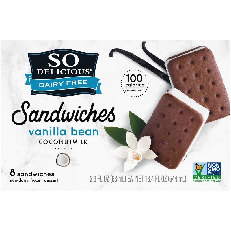 So Delicious Dairy Free Vanilla Bean Coconut Milk Frozen Dessert Sandwiches - 8ct