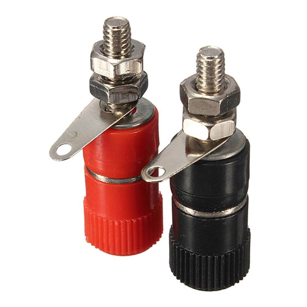 10pcs 4mm Banana Socket Adapter Copper Nickel Plated Binding Post Nut Banana Plug Jack Connector Red + Black Adapter