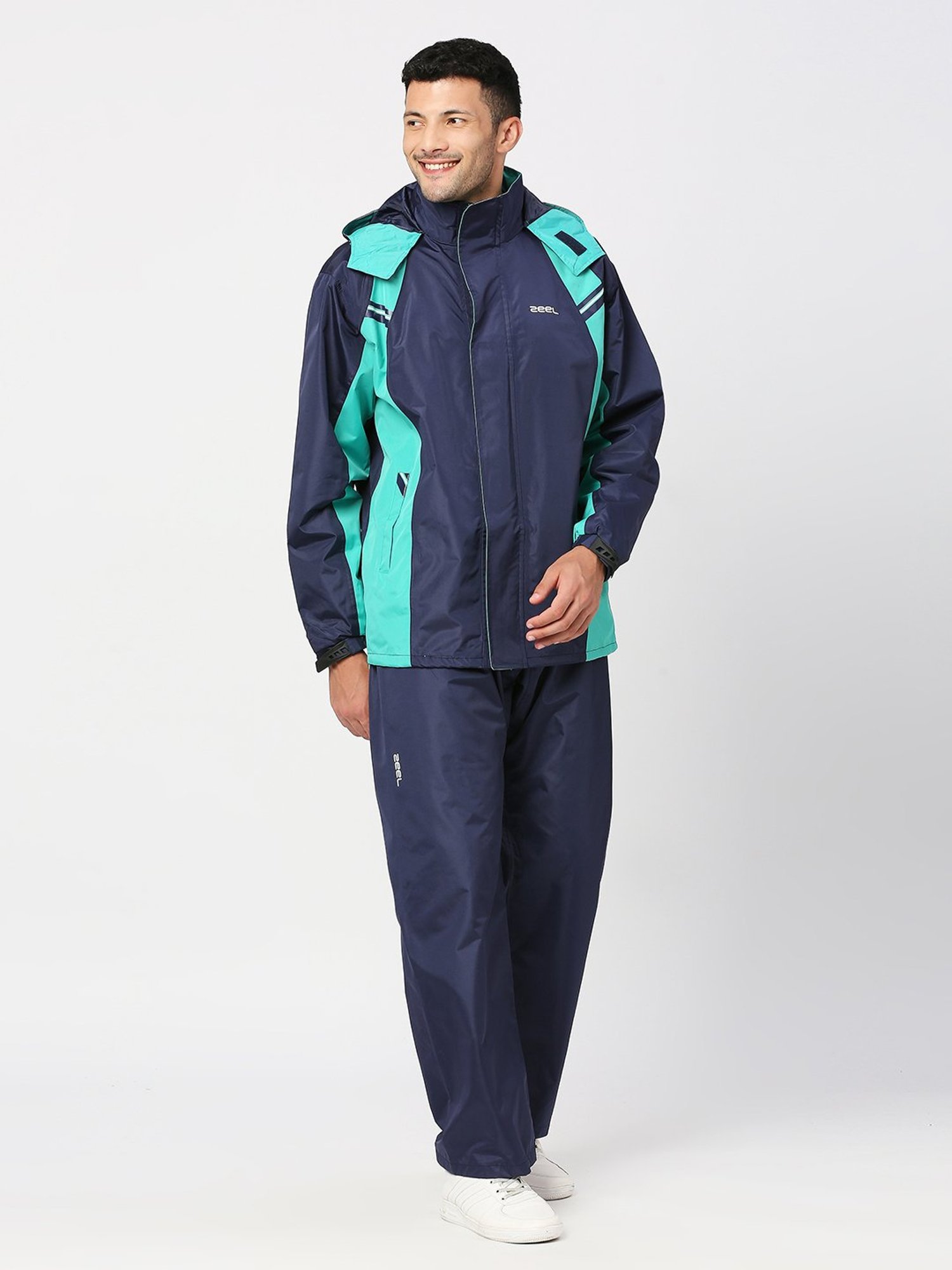 Zeel Navy & Green Raincoat Set