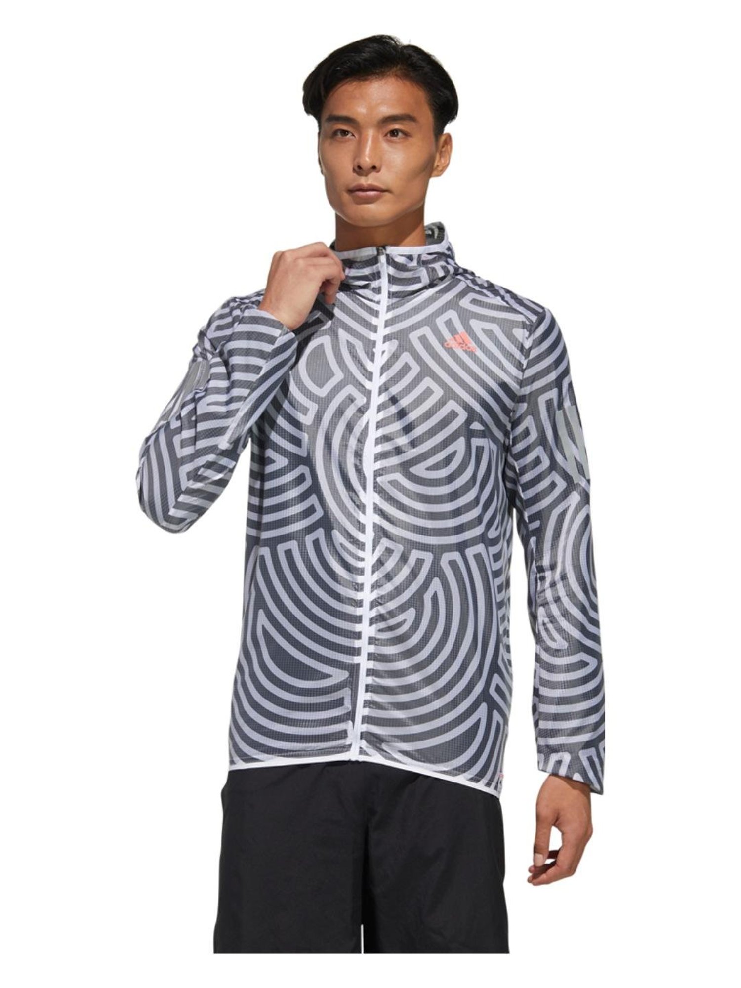 Adidas TYO RUN JK M White & Black Printed Running Jacket