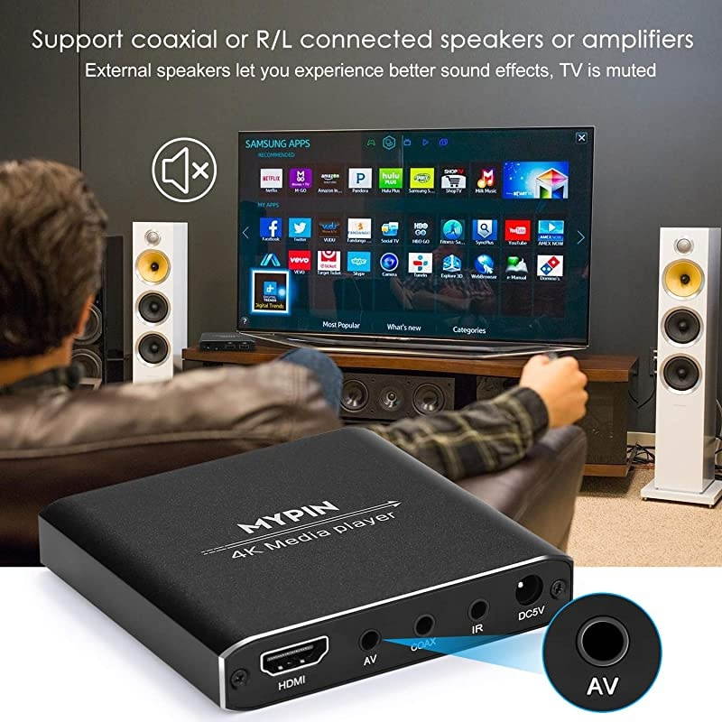 Media Player Digital HDMIAVCoaxial Out for MP4 PPT MKV AVI with Remote Control Read USB DrivesTF CardUSB MouseKeyboardHDMI up to 71 Surround Sound