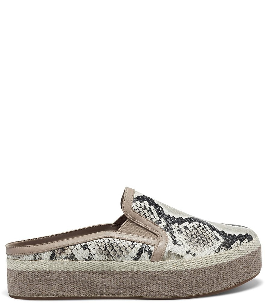 Vince Camuto Merinney Snake Print Leather Espadrille Mules