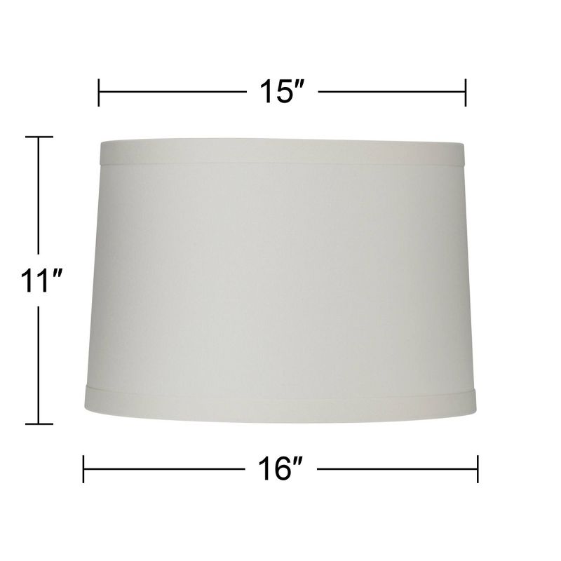 Springcrest White Linen Medium Drum Lamp Shade 15" Top x 16" Bottom x 11" High (Spider) Replacement with Harp and Finial