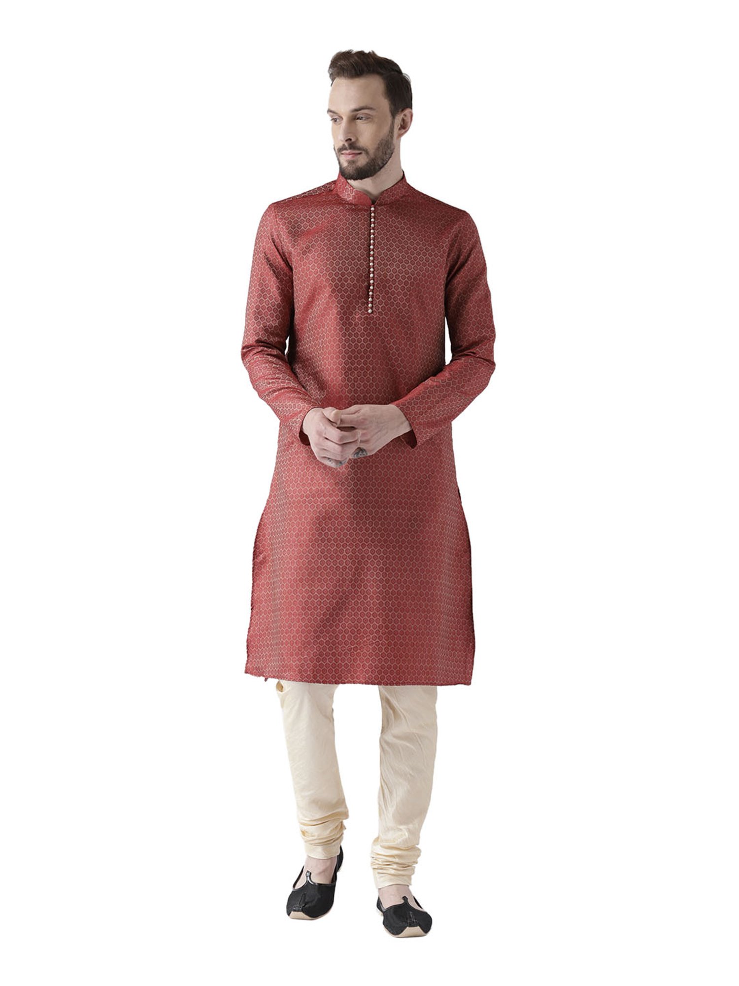 Deyann Maroon Mandarin Collar Kurta Set