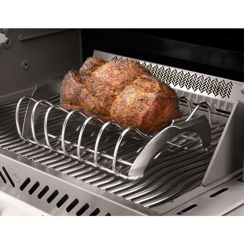 Napoleon 70009 Pro Premium Stainless Steel Rib and Roast Rack Outdoor Gas Charcoal Grill Accessory, Silver