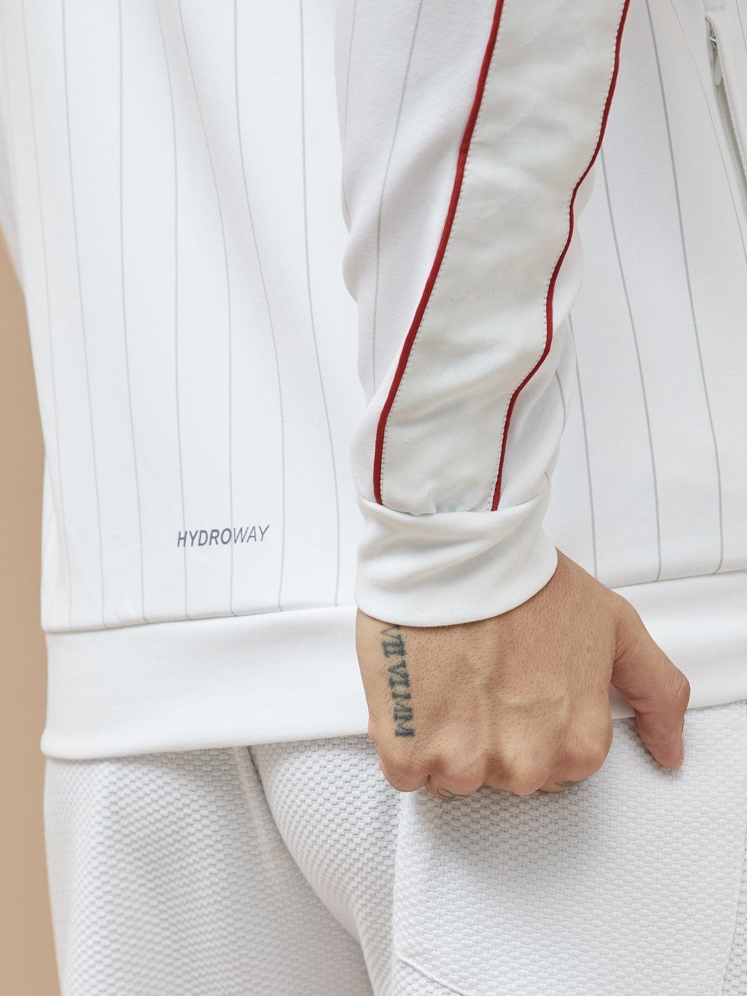 Kappa White Regular Fit Striped Hooded Sweatshirt