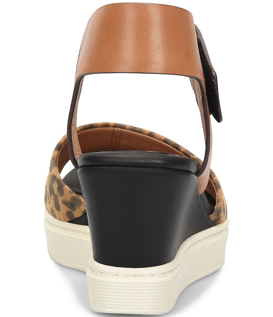 Sofft Samyra Leather Leopard Printed Athletic Inspired Wedges