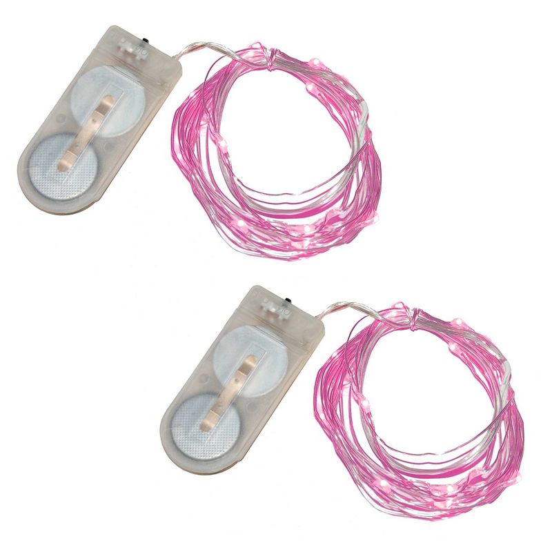 14' 2ct Submersible LED Mini Fairy String Lights Pink