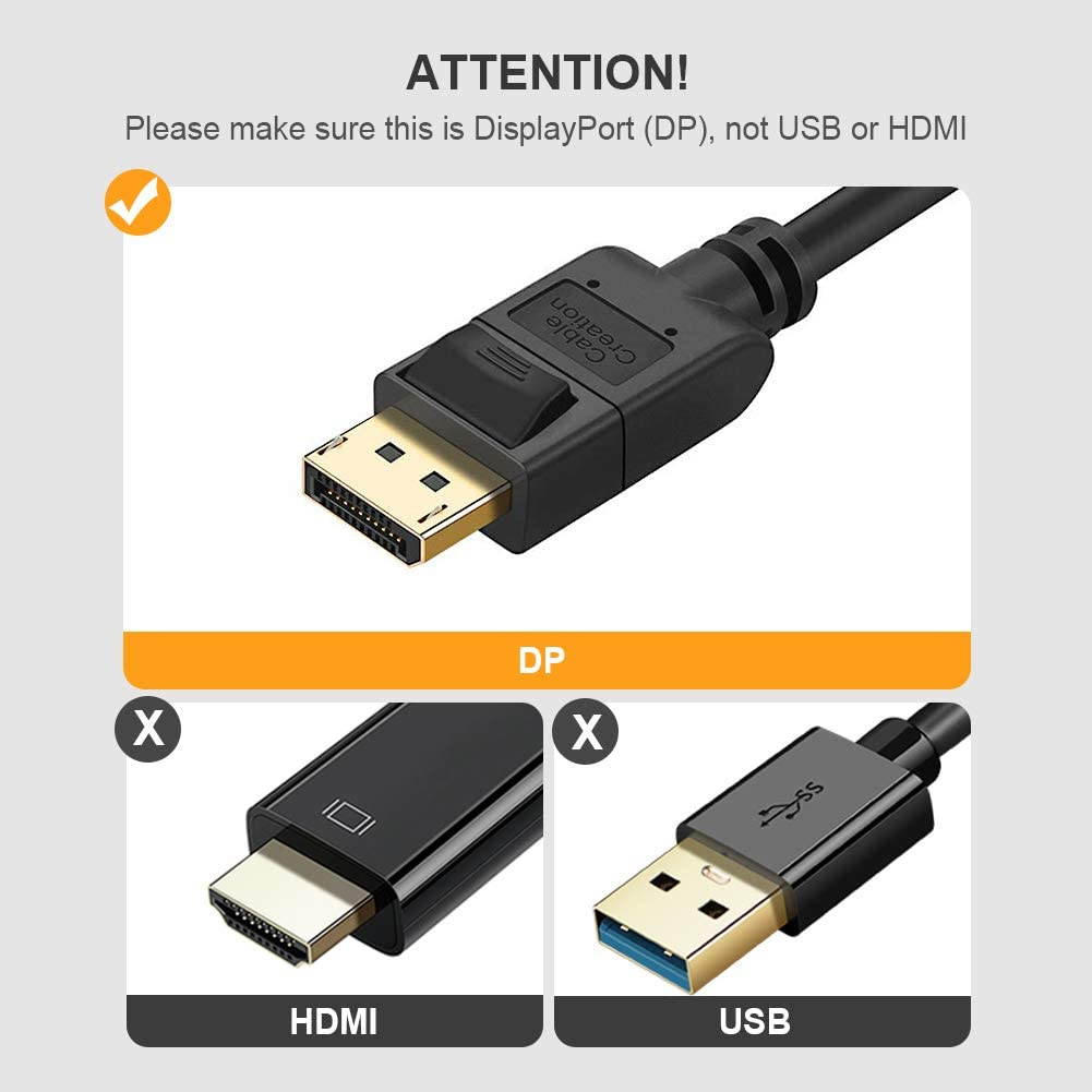 DisplayPort to DVI Cable 10ft, Gold Plated DP to DVI Cable with Built in IC Chipset, 3M / Black