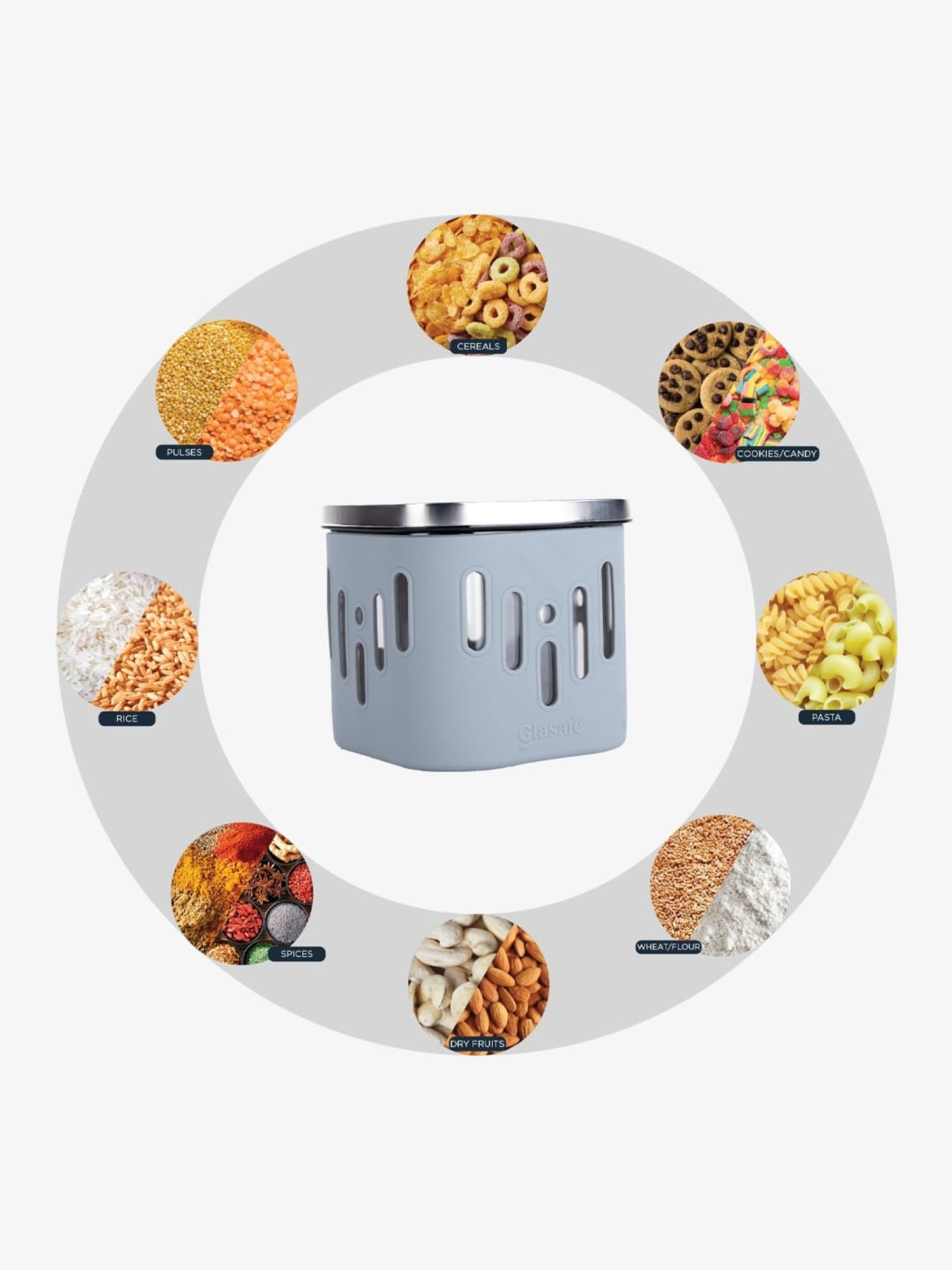 Glasafe Power Slate Grey Borosilicate Tiffin Combo