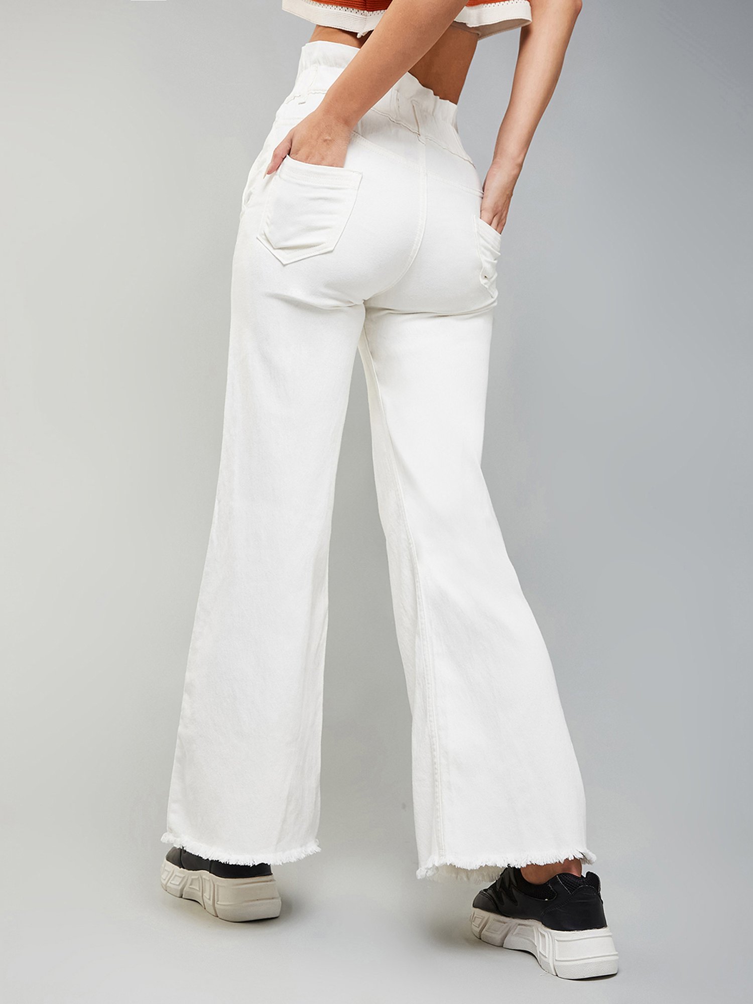 DOLCE CRUDO White High Rise Stretchable Jeans