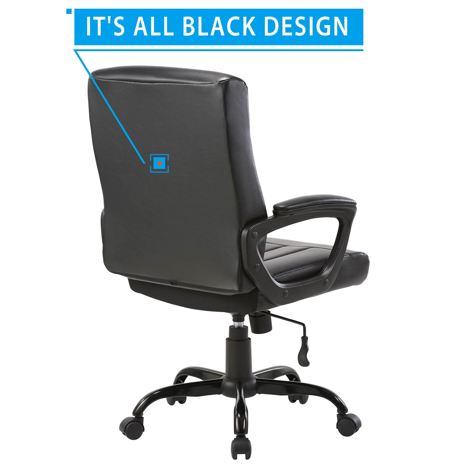 CLATINA Mid Back Leather Office Executive Chair with Lumbar Support and Padded Armrestes Swivel Adjustable Ergonomic Design for Home Computer Desk BIFMA Certified