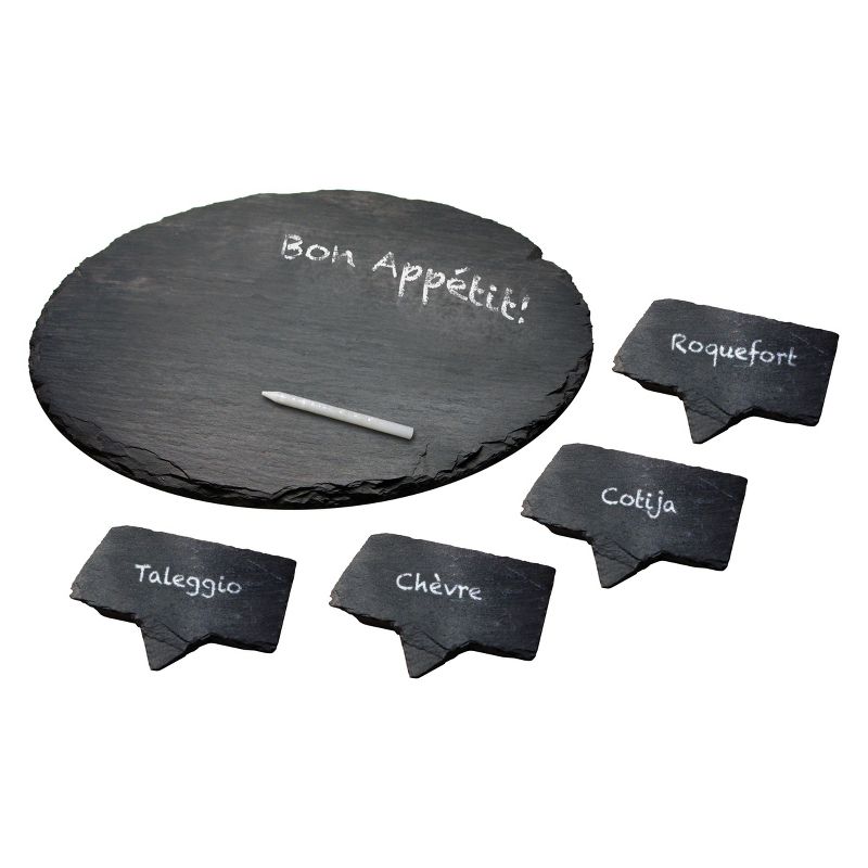Epicureanist Slate Cheese Markers with Tray Black
