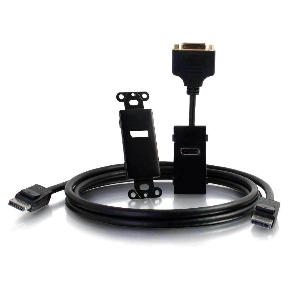 C2G 29453 DisplayPort to DVI Active Adapter Wall Plate - Black
