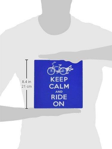 3dRose LLC 8 x 8 x 0.25 Inches Mouse Pad, Keep Calm and Ride on Blue and White Cycling Bike Rider (mp_171901_1)