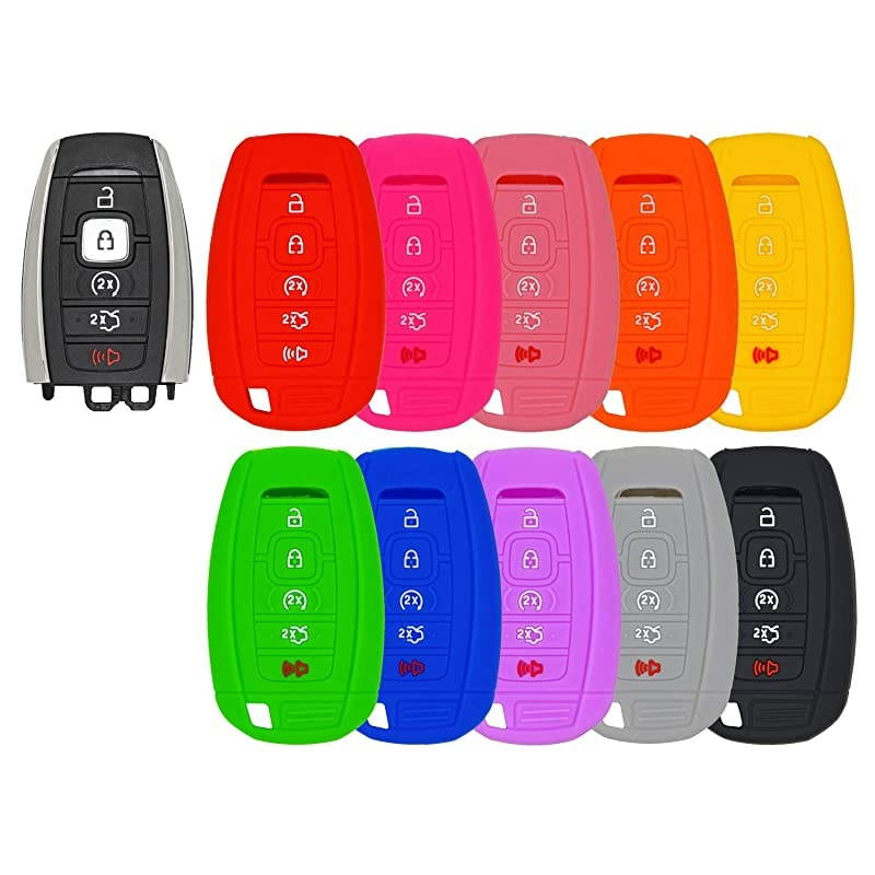 Silicone Rubber Keyless Entry Remote Fob Protective Case Skin Cover for select 5 Button Smart Prox Ford Lincoln Remotes FCC ID M3N-A2C94078000 / M3N-A2C940780