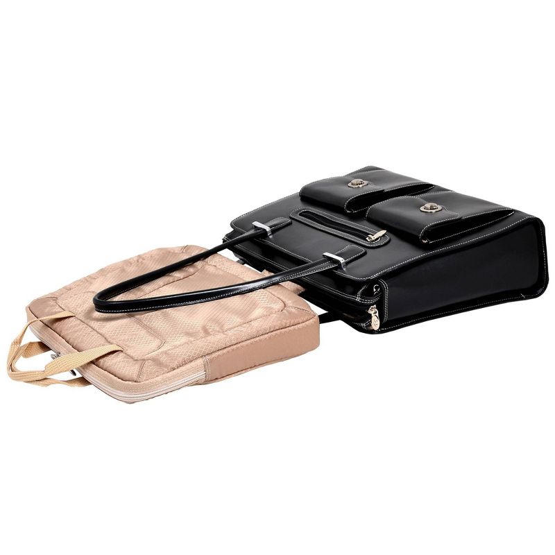 McKlein Verona 15" Leather Fly-Through Checkpoint-Friendly Ladies' Laptop Handbag - Black