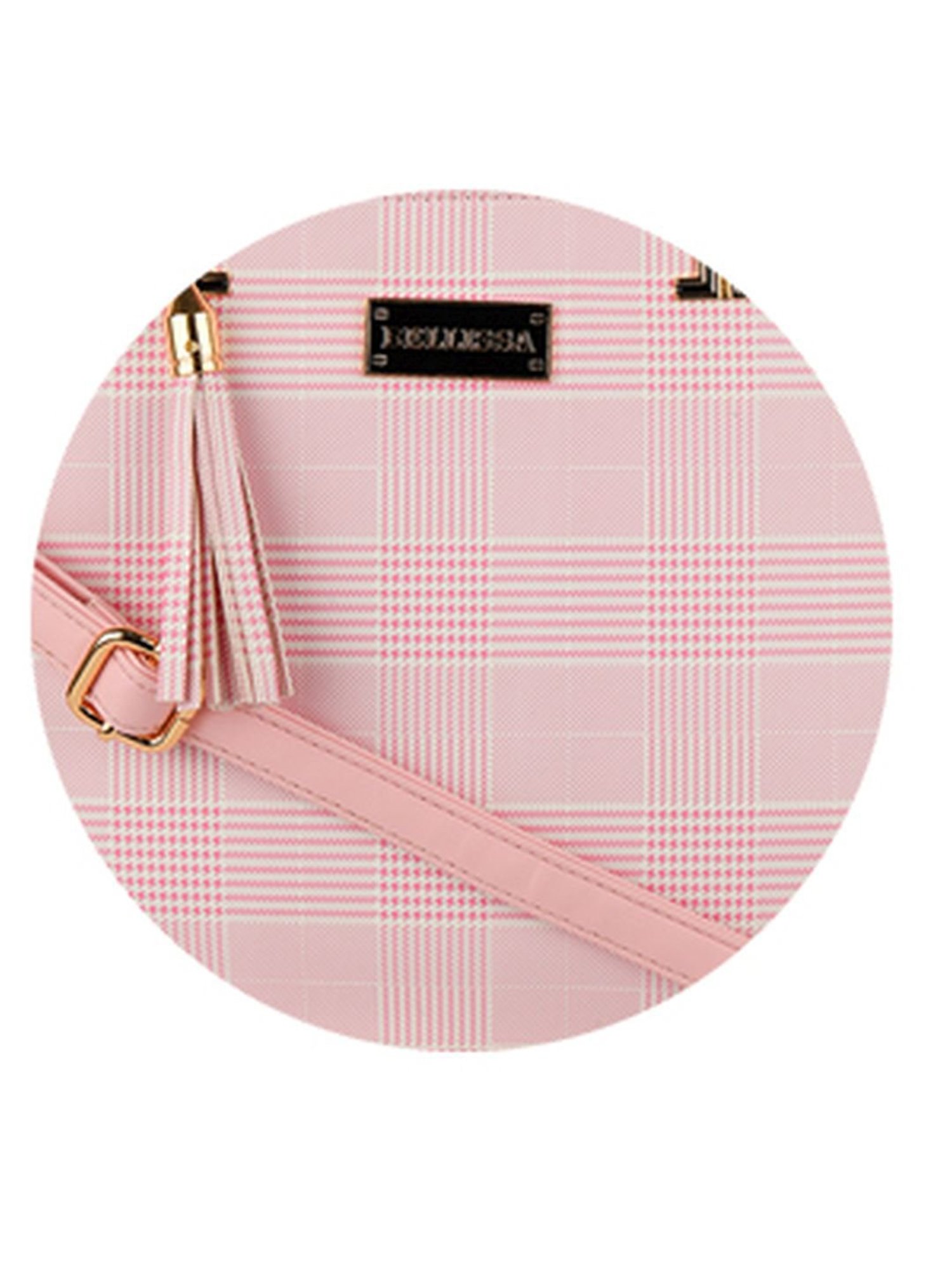 Bellissa Pink Checks Medium Handbag with Wallet Combo