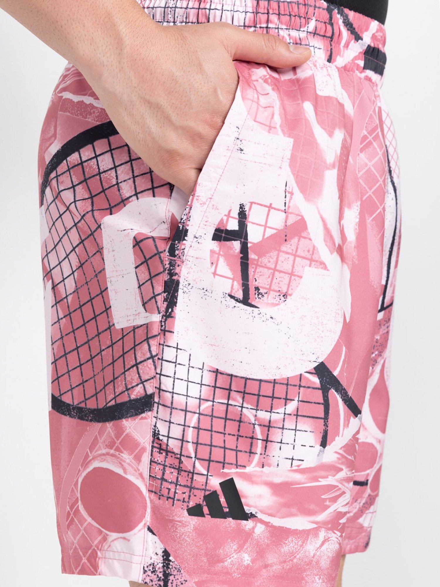 adidas Pink Regular Fit Club Graphic Print Sports Shorts