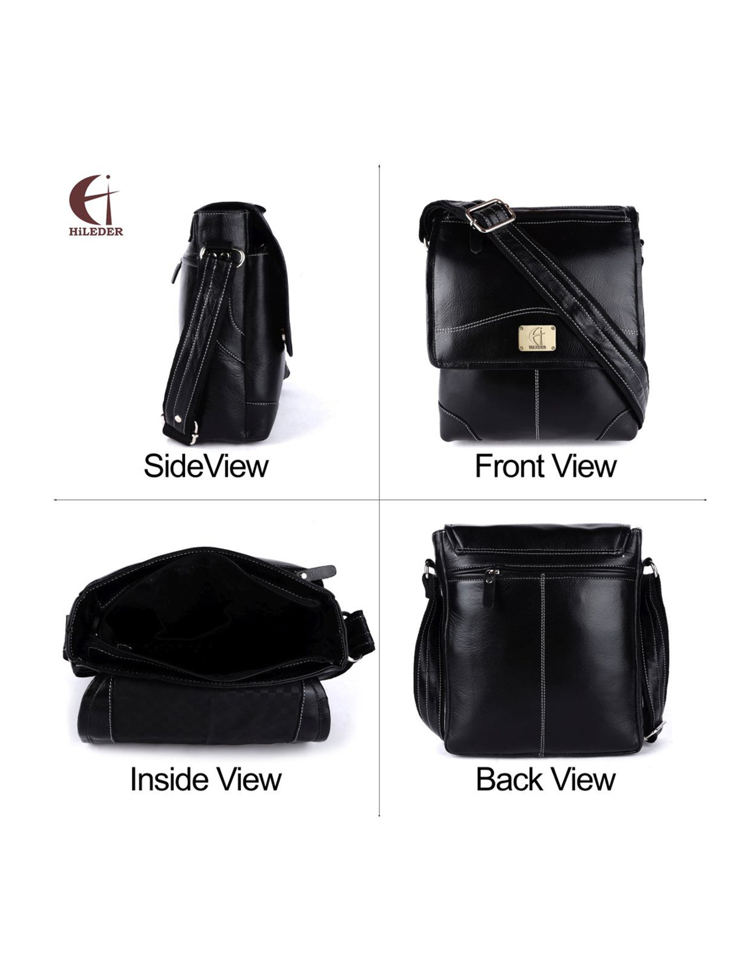 HiLEDER Black Solid Medium Cross Body Bag