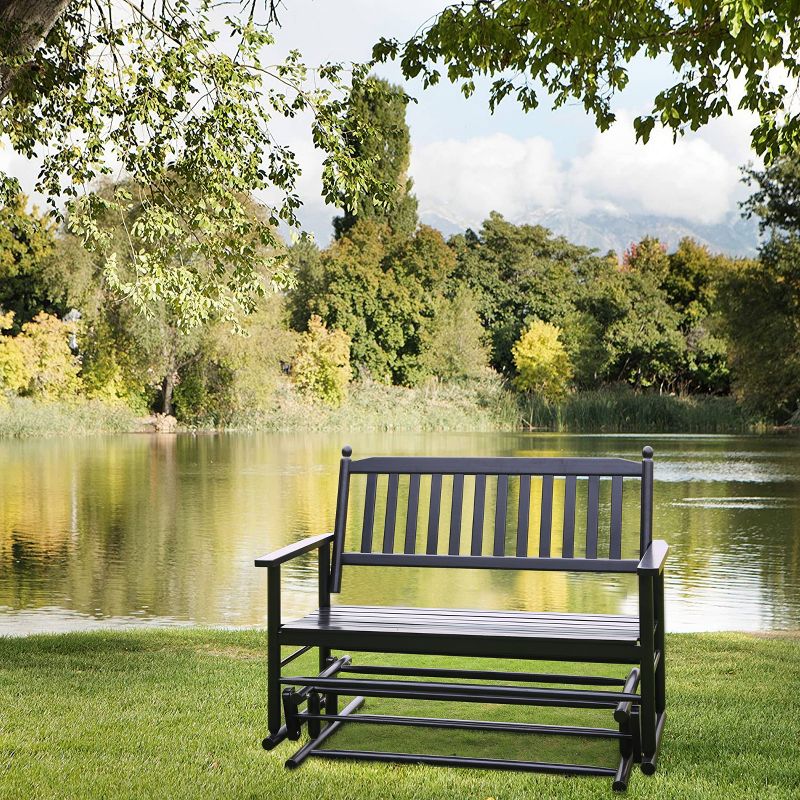 2 Person Wooden Outdoor Glider Rocking Swing Chair - Veikous