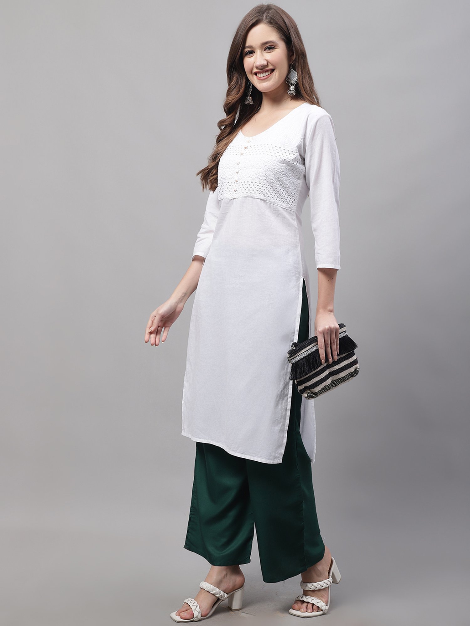 Gracit Green & Navy Rayon Palazzos - Pack of 2