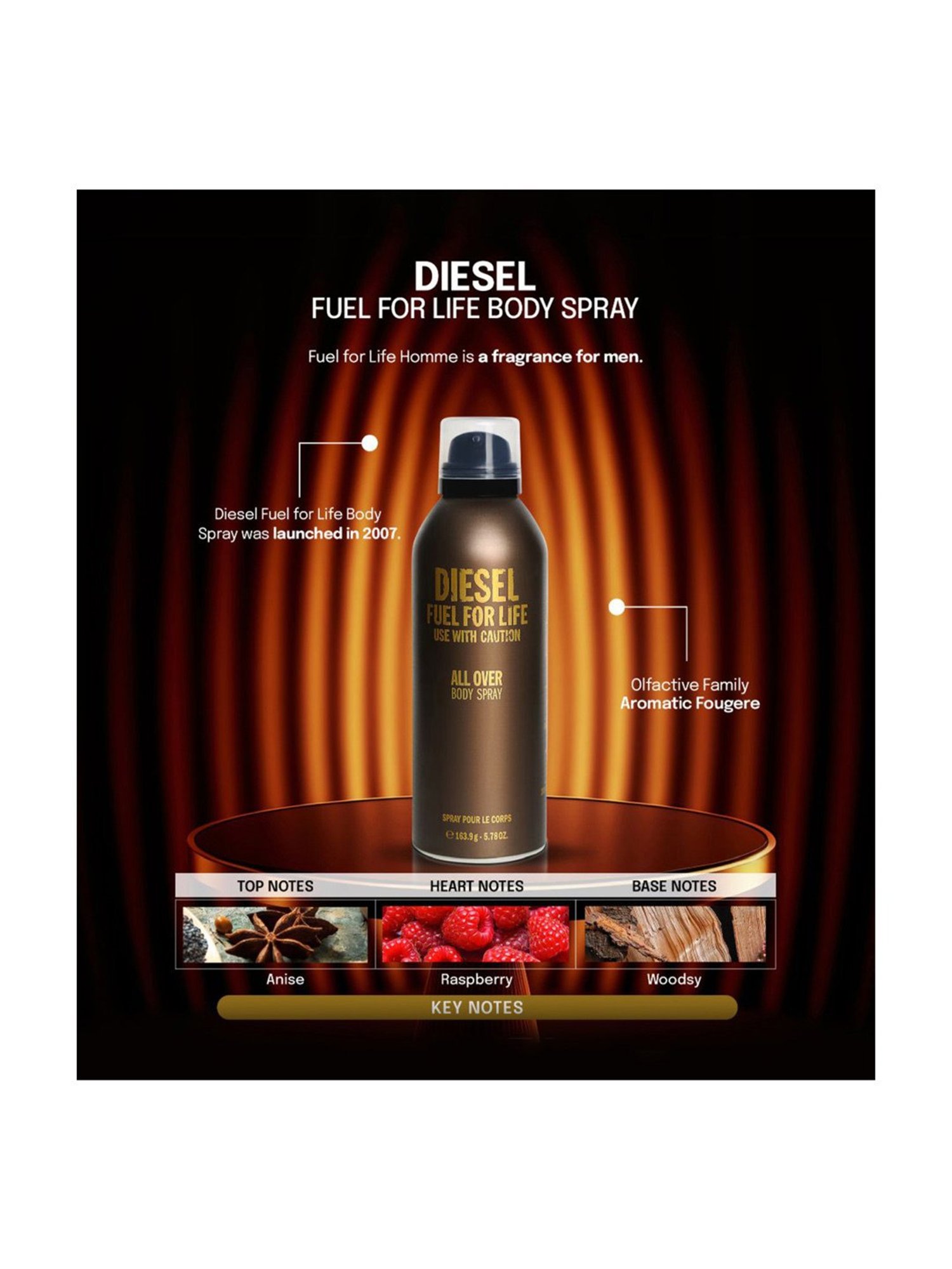 Diesel Fuel For Life All Over Body Spray for Men - 200 ml