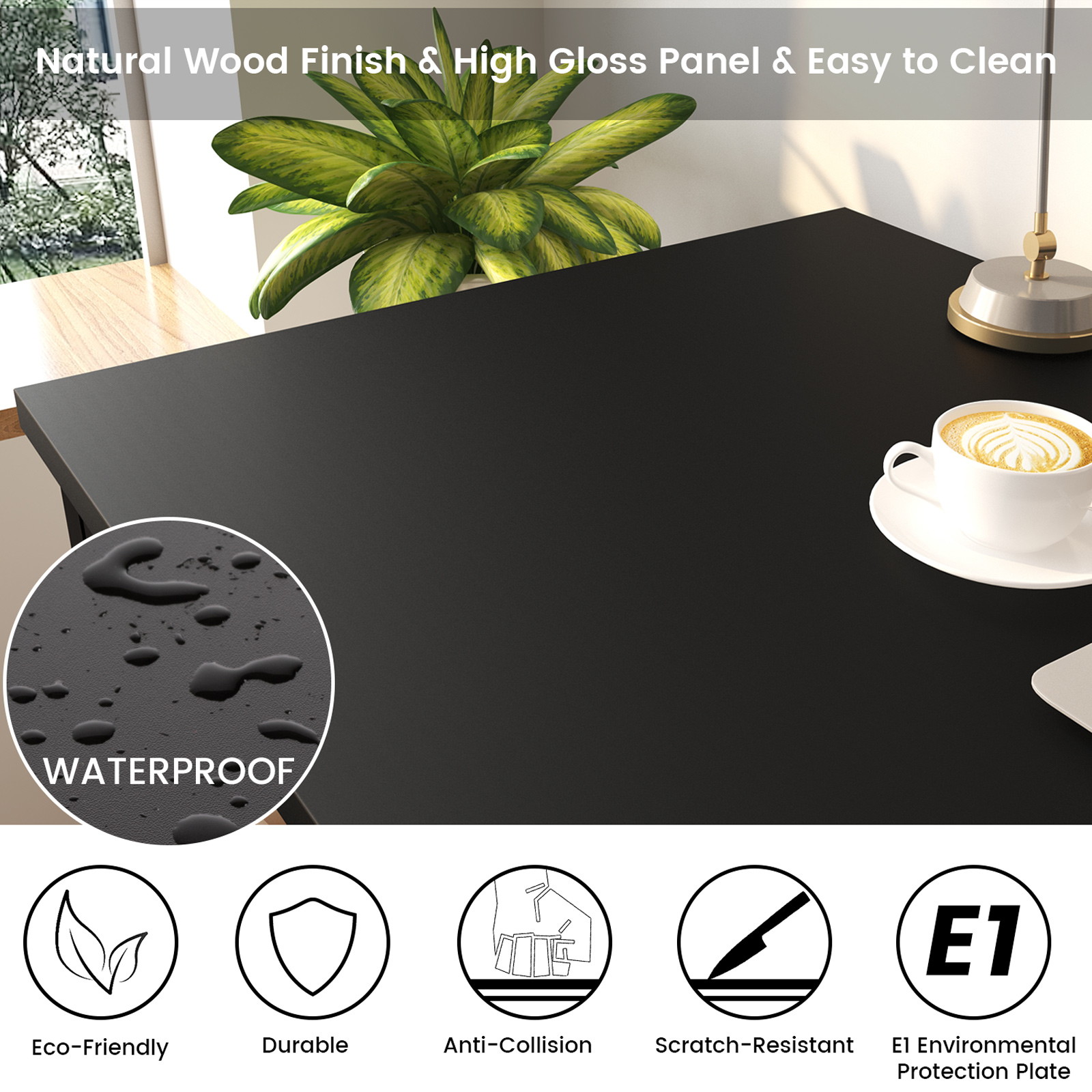 TakeIt 40" Computer Table Home Office Desk Black Study Writing Small Desk Work Office Table PC Laptop Desk with Storage Bag Hook