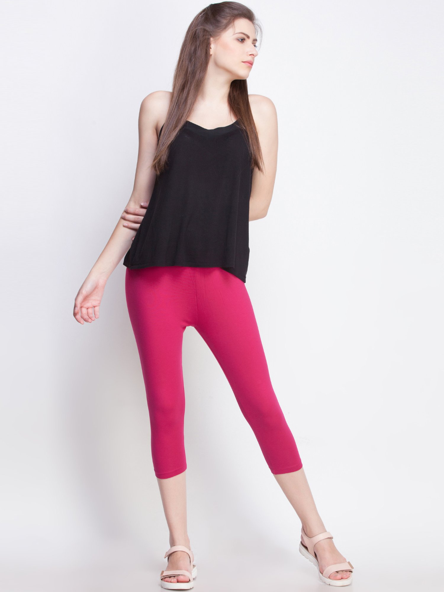 Dollar Missy Violet & Pink Slim Fit Capris Pack of - 2