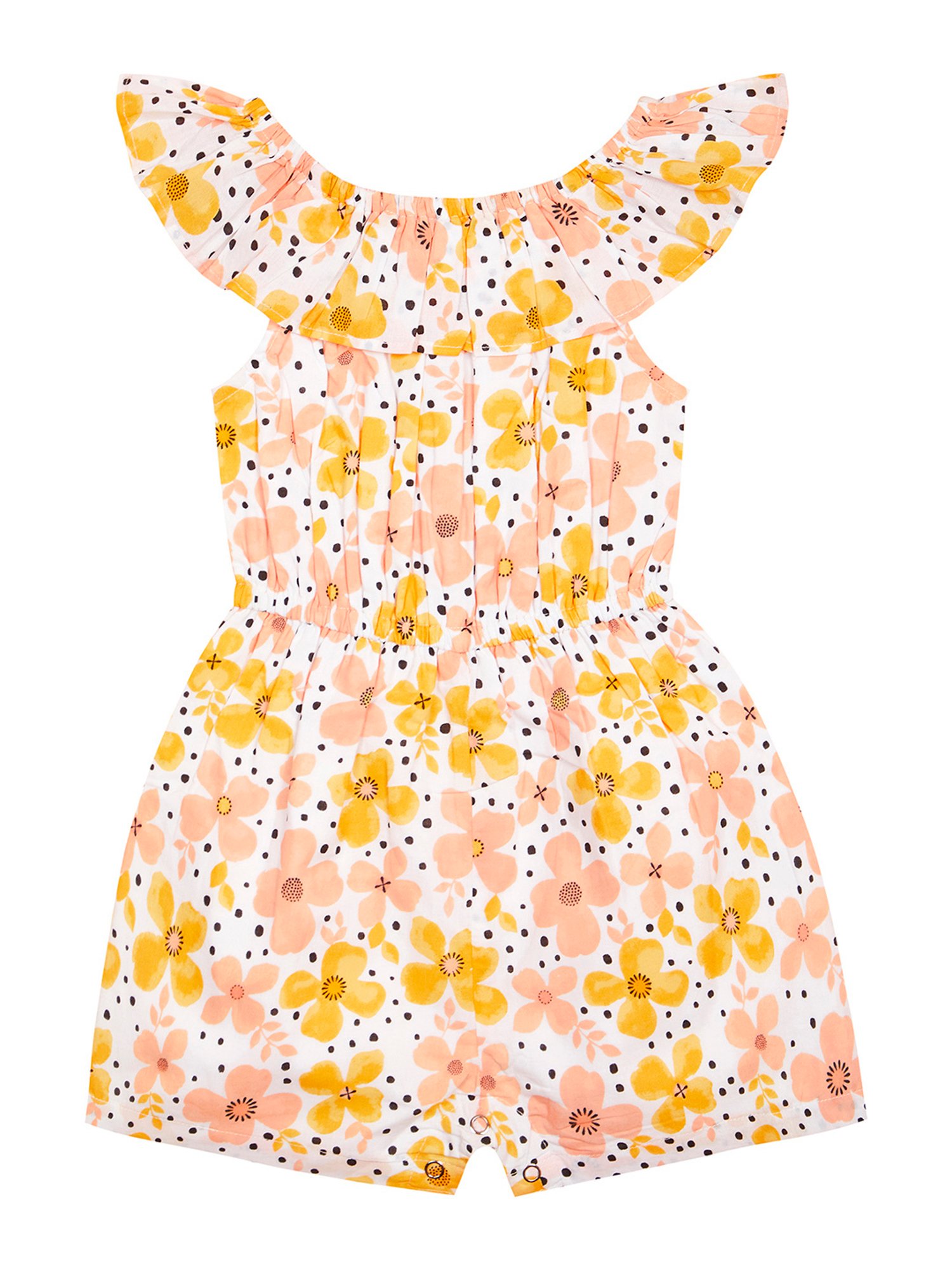 Budding Bees Kids Yellow Floral Print Jumpsuit