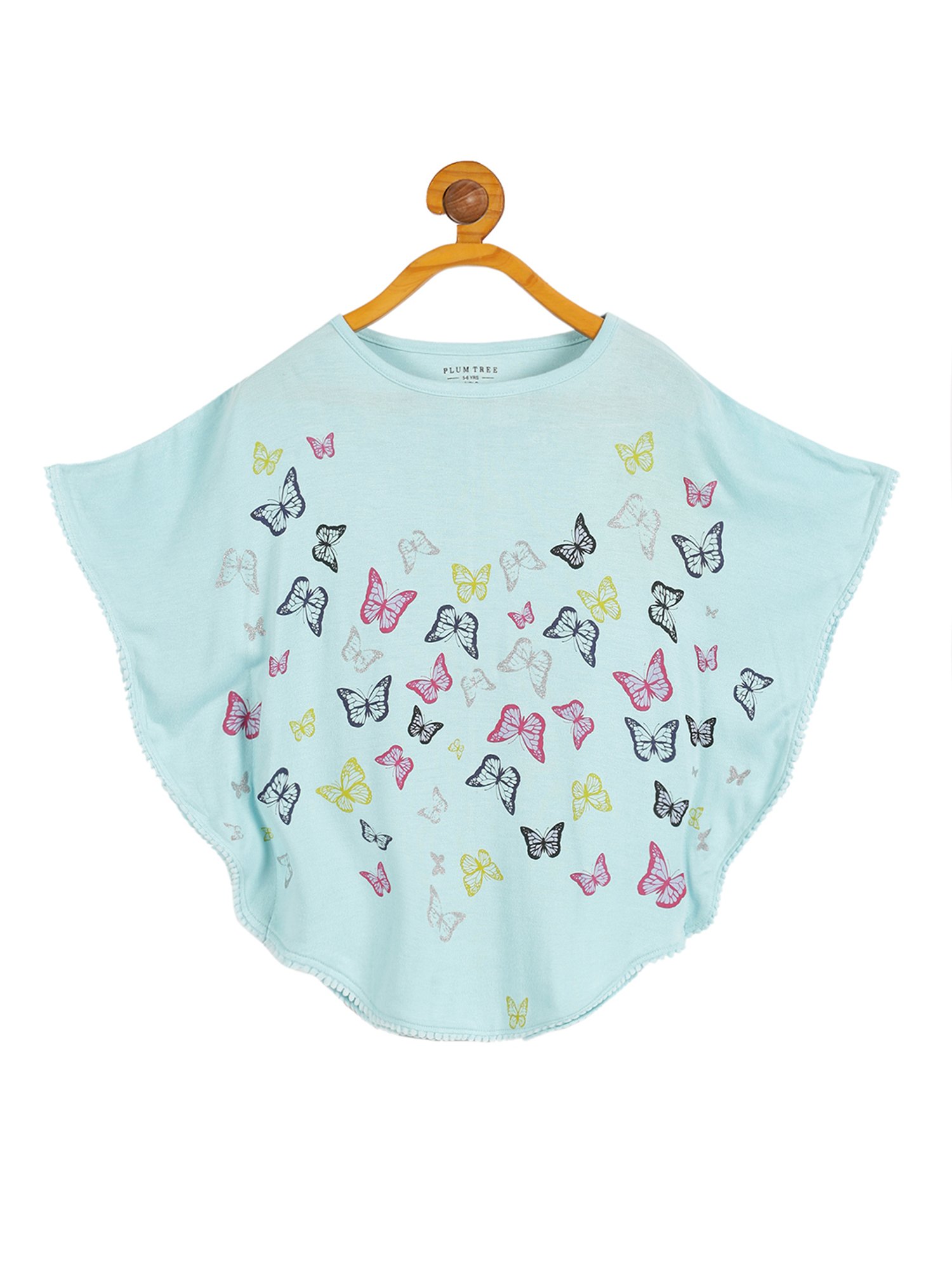 Plum Tree Kids Aqua Blue & Black Printed Poncho T-Shirt with Shorts