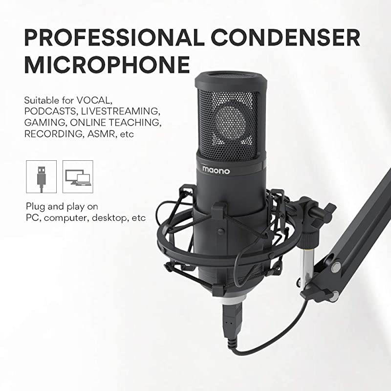 USB Microphone 25mm Large Diaphragm  AUPM430 Condenser PC Cardioid Mic with Professional Sound Chipset for StudioHome Recording Podcast Gaming Streaming YouTube Chatting