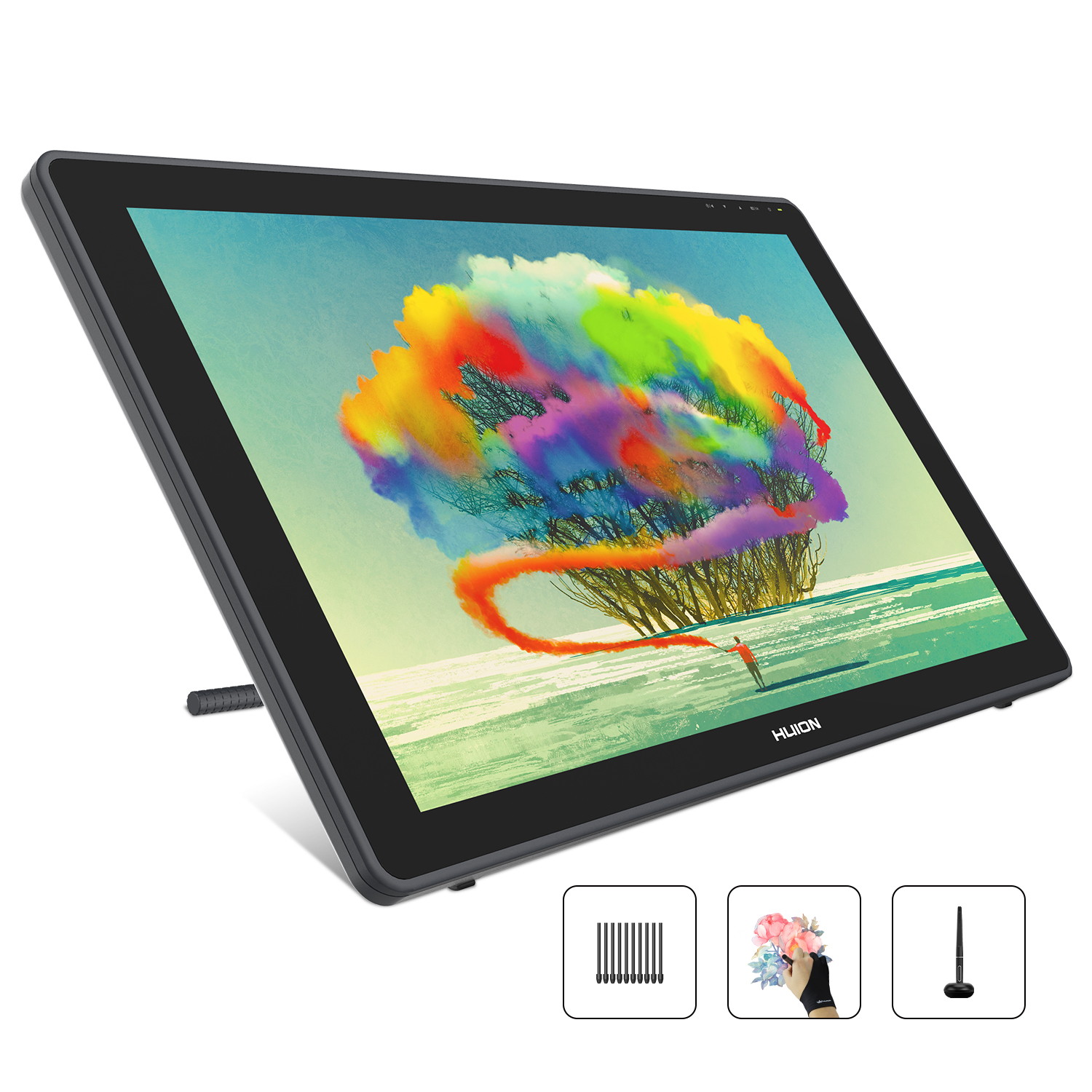 Huion Kamvas 22 Graphics Drawing Monitor Pen Display Drawing Tablet Screen Tilt Function 8192 Battery-Free Stylus, Come with Glove, Adjustable Stand,20 Pen Nibs -21.5 Inch