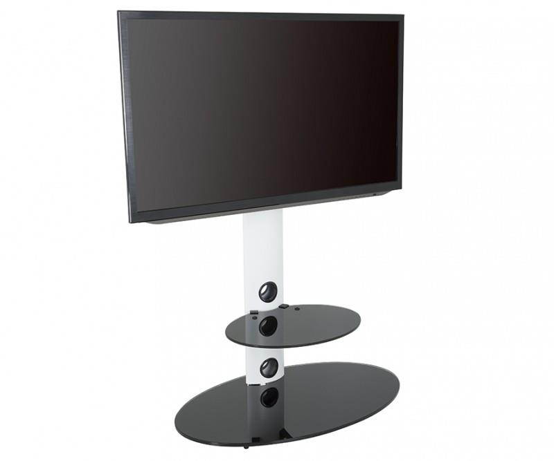AVF FSL800LUSW-A TV Floor Stand With TV Mounting Column For 32-Inch To 65-Inch TVs, Satin White With Black Shelf
