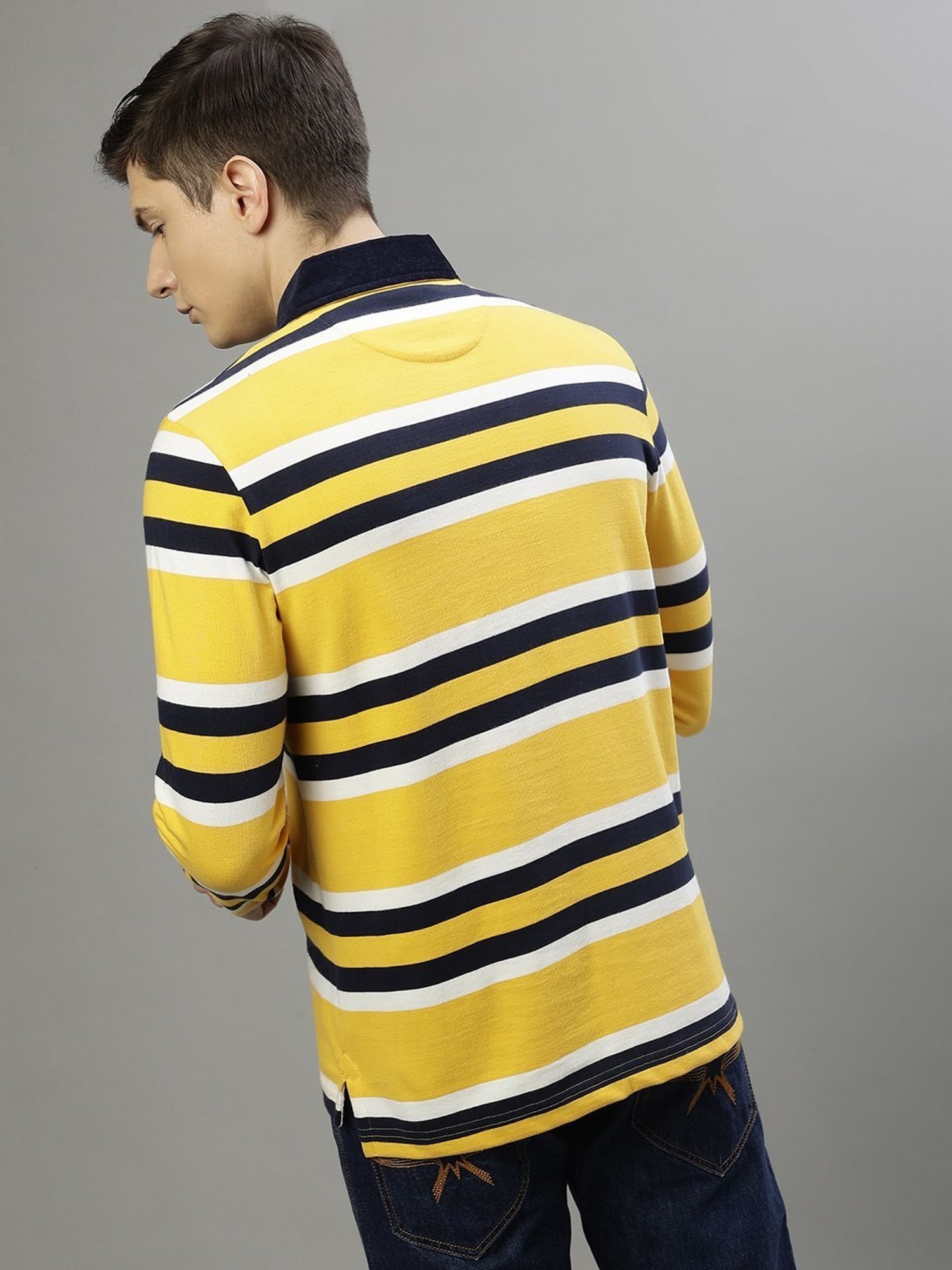 Iconic Multicolored Cotton Regular Fit Striped Polo T-Shirt