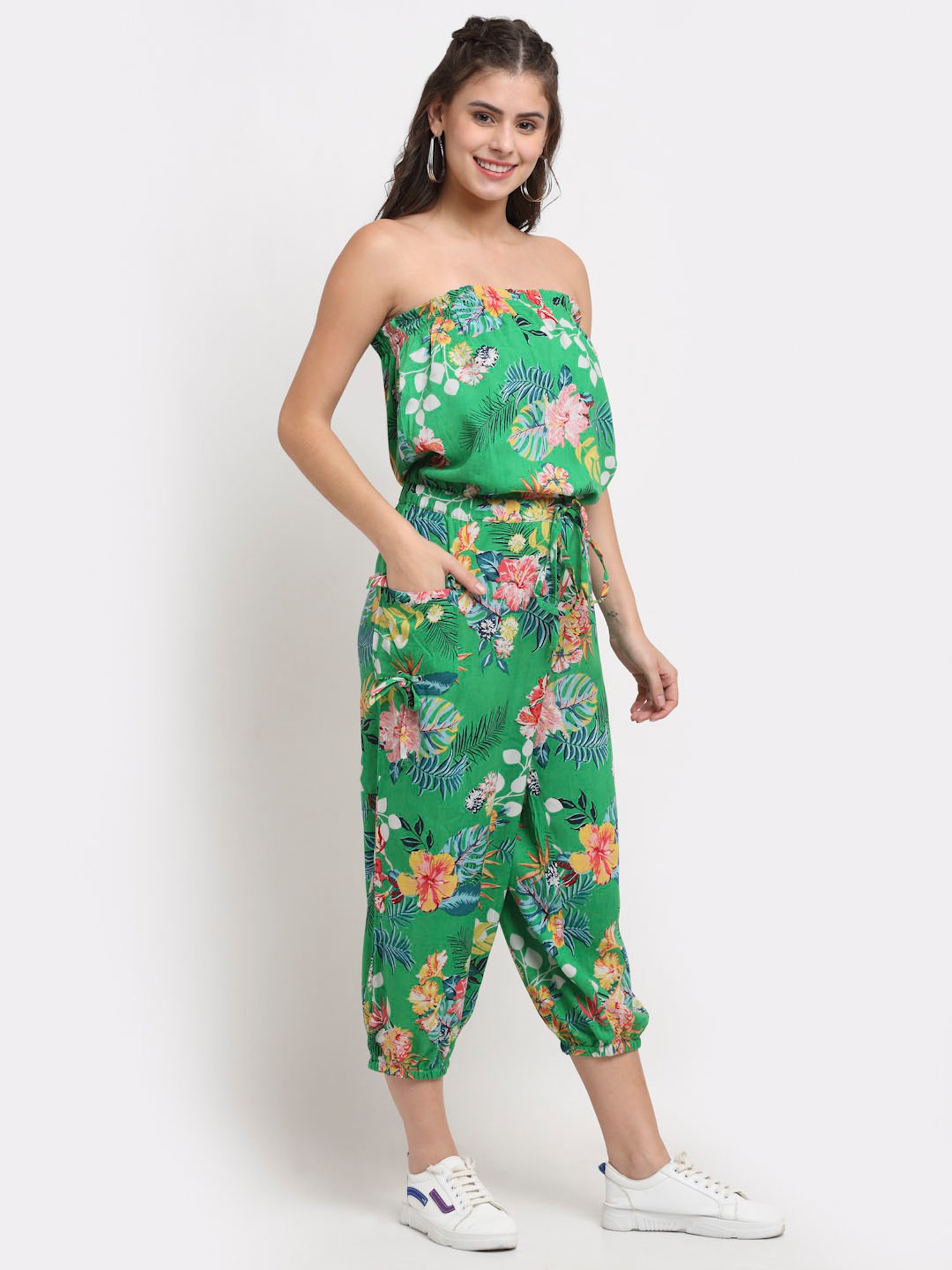 NEUDIS Green Printed Tube Jumpsuit